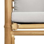vidaXL Canapé de jardin avec coussins gris clair bambou
