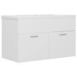 vidaXL Armoire d'évier avec lavabo intégré Blanc Aggloméré