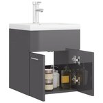 vidaXL Armoire d'évier lavabo intégré gris brillant bois d'ingénierie