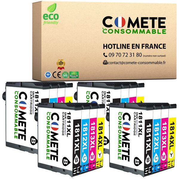 COMETE 18XL lot de 16 Cartouche Compatible Epson,Entreprise française