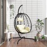 vidaXL Chaise suspendue en forme d'œuf avec coussin blanc crème