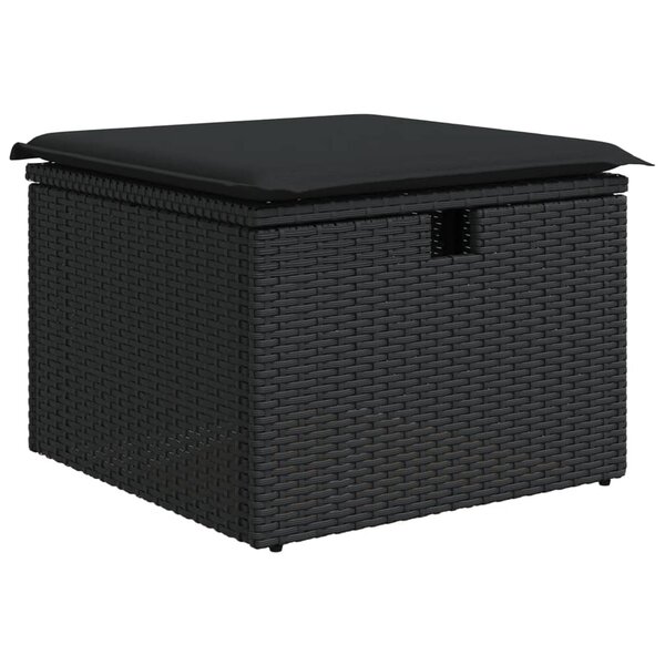 vidaXL Tabouret de jardin avec coussin noir 55x55x37 cm résine tressée