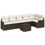 Ensemble de Canapé de Jardin 6 Pièces avec Coussins Gris Poly Rattan