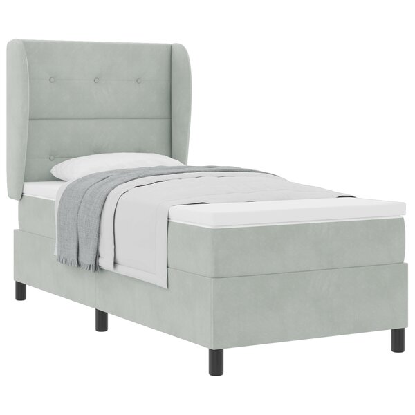Lit Box Spring vidaXL avec Matelas Gris Clair 100x200 cm en Velours