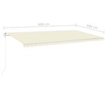 vidaXL Auvent manuel rétractable avec poteaux 6x3 m Crème