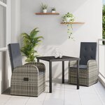 vidaXL Ensemble de salle à manger de jardin 3 pièces avec coussins - Rattan poly gris