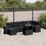 vidaXL Salon de jardin 8 Pièces avec coussins noir résine tressée