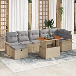 vidaXL Ensemble de canapés de jardin 8 pièces avec coussins Beige Poly Rotin