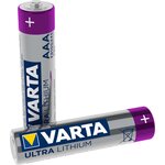 Blister de 2 Piles Lithium 'Professional Lithium' Micro (AAA) LR03 1,5V VARTA