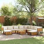 vidaXL Salon de jardin avec coussins 11 Pièces bois massif d'acacia