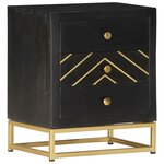 vidaXL Table de chevet Noir et doré 40x30x50cm Bois de manguier massif