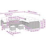 vidaXL Ensemble de sofa de jardin 14 pièces avec coussins gris poly rattan acacia
