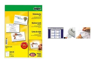 Cartes de visite  85 x 55 mm  180 g/m2 extra blanc  600 sur 60f sigel