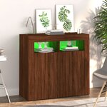 vidaXL Buffet avec lumières LED chêne marron 80x35x75 cm
