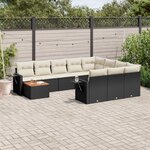 vidaXL Salon de jardin 11 Pièces avec coussins noir résine tressée
