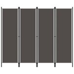 vidaXL Cloison de séparation 4 panneaux Anthracite 200x180 cm
