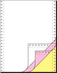 Carton de 600 feuilles listing 240 x 30,48 cm (12') 3 plis Blanc/Rose/Jaune SIGEL
