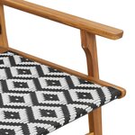 vidaXL Chaises de jardin avec table  ensemble 3 pièces  noir et blanc  bois d'acacia massif
