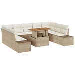 vidaXL Ensemble de salle à manger de jardin de 10 pièces avec coussins en beige  poly rotin et acacia