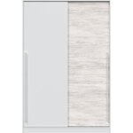 Armoire blanc et chêne - 2 portes coulissantes - 200 x 121 x 50 cm