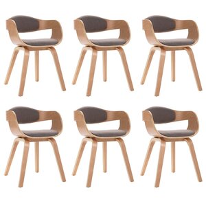 vidaXL Chaises à manger lot de 6 bois courbé et tissu taupe