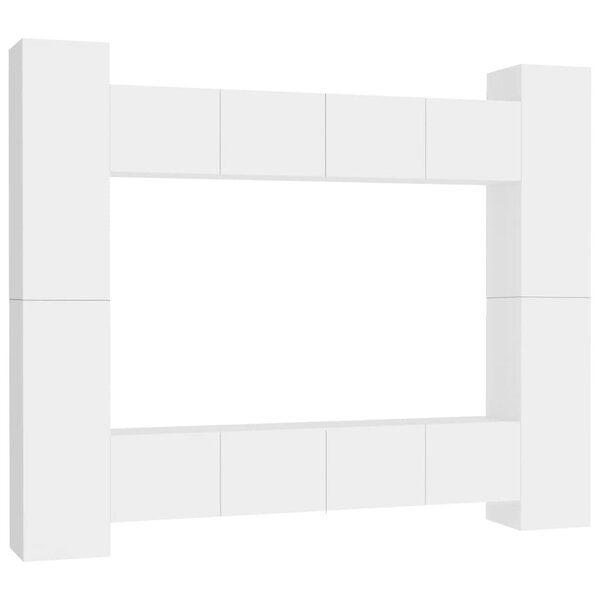 vidaXL Ensemble de meubles TV 8 Pièces Blanc Aggloméré