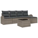Ensemble de Canapé de Jardin vidaXL 5 Pièces avec Coussins Noir Rotin Synthétique