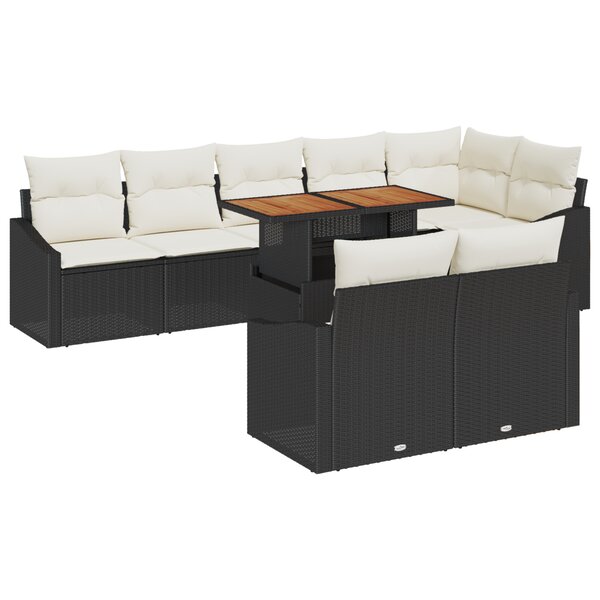 vidaXL Ensemble de canapés de jardin 9 pièces avec coussins Noir Poly Rotin