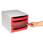Module De Classement Ecobox Office 4 Tiroirs - Rouge - Exacompta