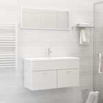 vidaXL Ensemble de meubles de bain Blanc brillant Bois d'ingénierie