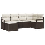vidaXL Ensemble de Canapé de Jardin 6 Pièces avec Coussins Marron en Rotin Poly