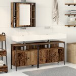 vidaXL Meuble de salle de bain avec lavabo intégré en bois ancien en aggloméré