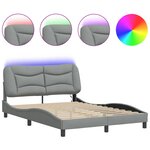 vidaXL Cadre de lit avec LED sans matelas gris clair 120x200 cm tissu