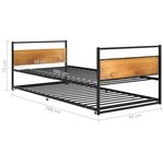 vidaXL Cadre de lit extensible sans matelas Noir Métal 90x200 cm