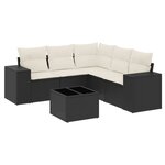 vidaXL Salon de jardin 6 Pièces avec coussins noir résine tressée