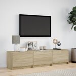 vidaXL Meuble TV avec LED chêne sonoma 165x34x40 cm bois d'ingénierie