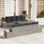 vidaXL Ensemble de canapé de jardin 9 pièces avec coussins gris clair en rotin