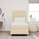 vidaXL Lit à ressorts avec matelas crème 100x200 cm tissu