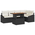 vidaXL Ensemble de canapé de jardin 6 pièces avec coussins noirs en poly rotin