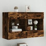 vidaXL Meuble TV mural avec lumières LED chêne fumé 98 5x30x60 5 cm