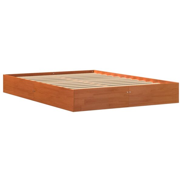 vidaXL Cadre de lit sans matelas cire marron 140x190cm bois pin massif