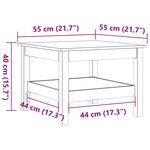 vidaXL Table basse cire marron 55x55x40 cm bois massif de pin