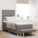 vidaXL Lit à ressorts avec matelas et banc taupe 90x190 cm tissu