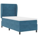 Lit à ressorts vidaXL avec matelas en bleu foncé  90x200 cm  velours