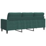 vidaXL Canapé à 3 places Vert foncé 180 cm Velours