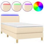vidaXL Sommier à lattes de lit avec matelas LED Crème 90x190 cm Tissu