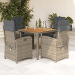 vidaXL Ensemble à manger de jardin 5 Pièces coussins gris résine tressée