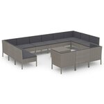Salon de jardin meuble d'extérieur ensemble de mobilier 14 pièces avec coussins résine tressée gris 02_0015856