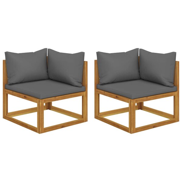 vidaXL Canapés d'angle sectionnels 2 Pièces avec coussins Gris foncé