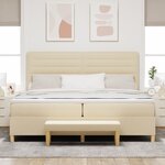 Lit à ressort vidaXL avec matelas et banc crème 200x200 cm en tissu